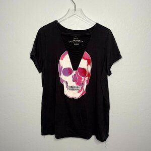 Torrid High Neck Slim Fit Skull Shirt Top 1 1X 14/16